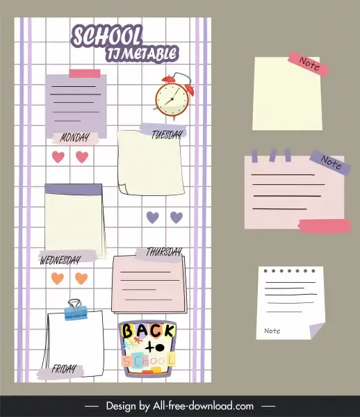 school timetable template elegant classical handdrawn stick notes