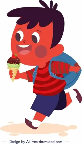 schoolboy icon ice cream decor cute cartoon character