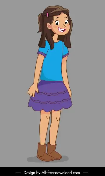 schoolgirl icon cute cartoon character sketch