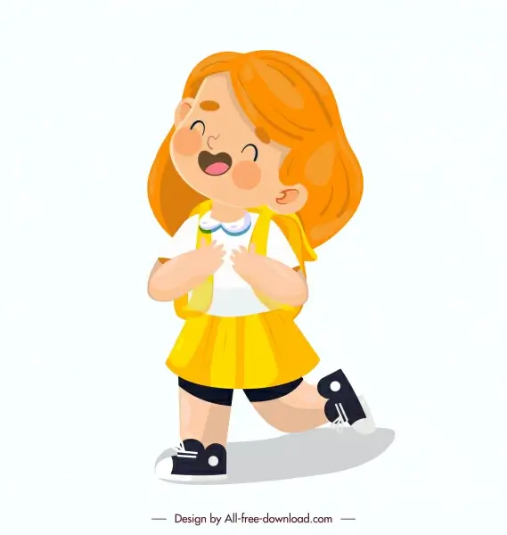 schoolgirl icon funny emotion cute cartoon character sketch