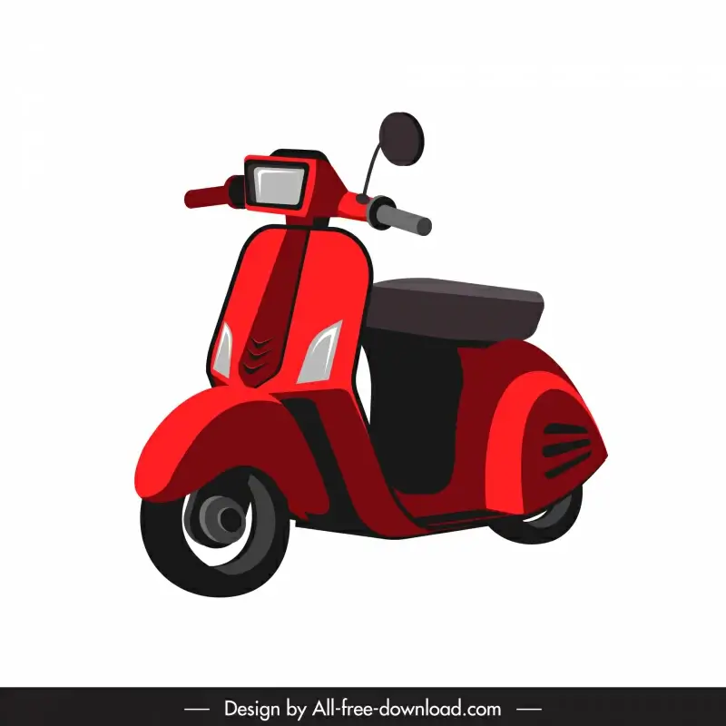 scooter icon classical 3d outline 