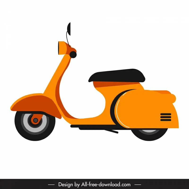 scooter icon flat classical handdrawn outline side view sketch