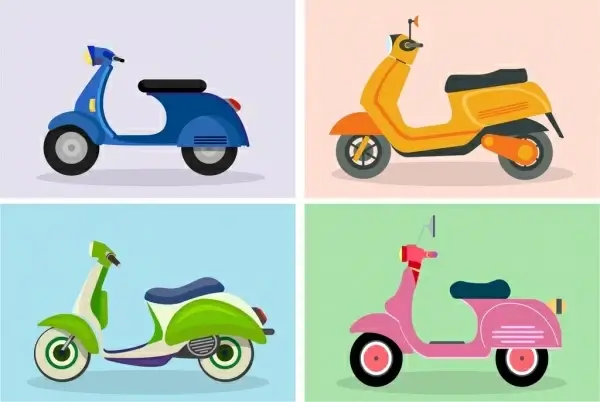 scooter icon templates colored classical design