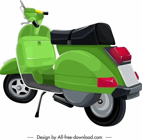 scooter motorbike icon green classical 3d design