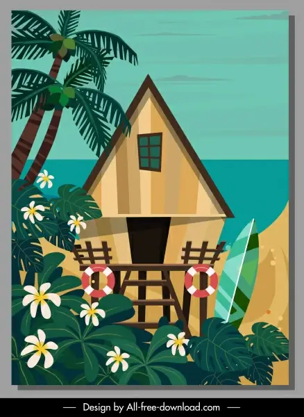 sea bungalow house painting colorful classic design