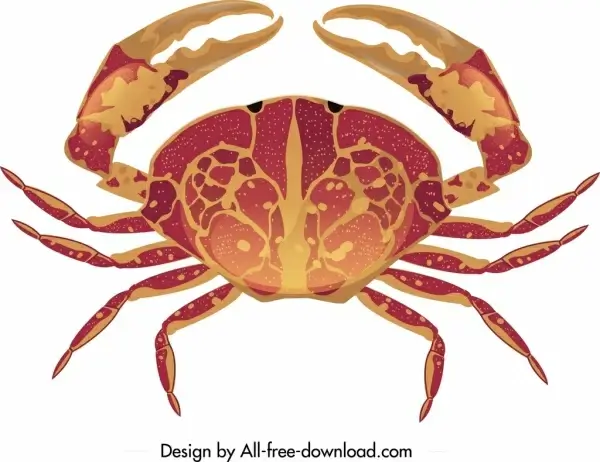 sea crab icon bright red brown design