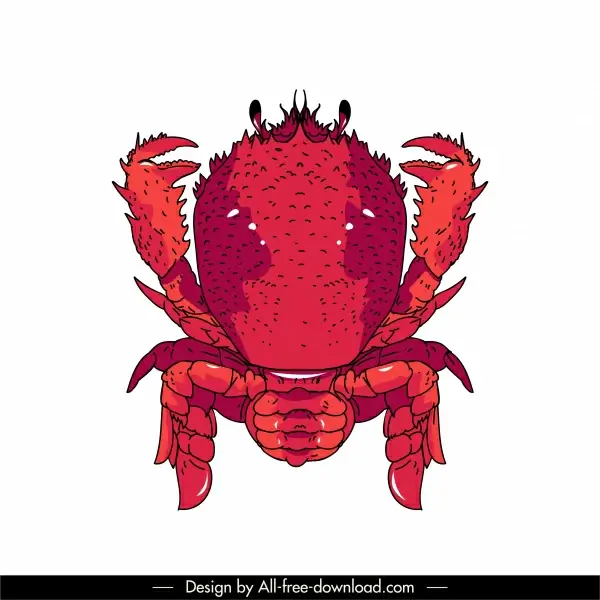 sea crab icon red handdrawn sketch