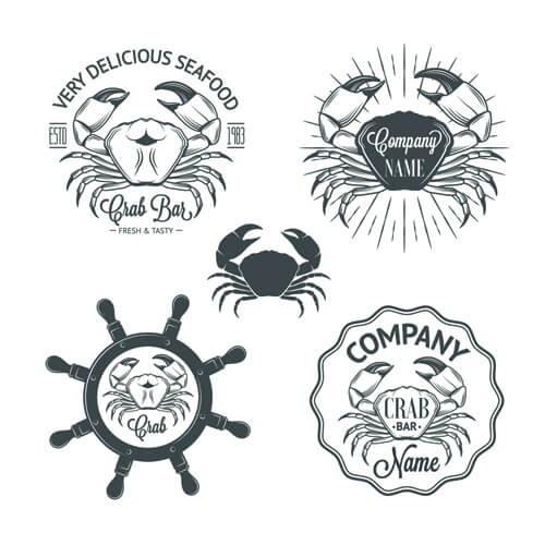 sea food badges with labels vector set