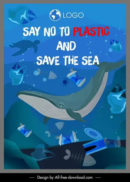 sea protection banner rubbish ocean species sketch