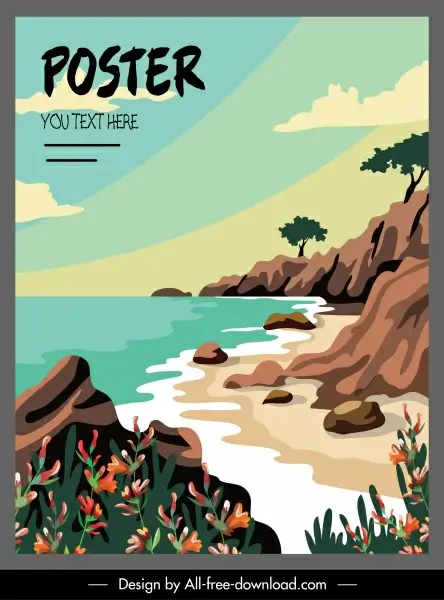 sea scene poster colorful classical design