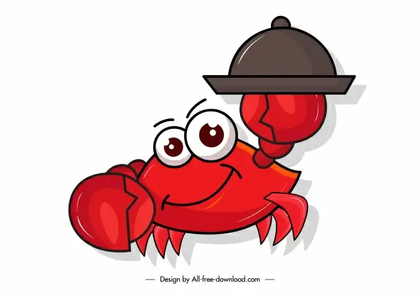 seafood design element stylized crab sketch