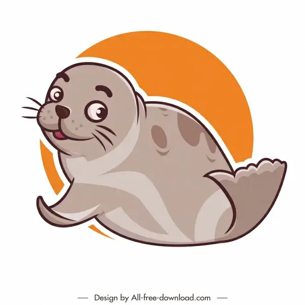 seal animal icon lovely handdrawn cartoon sketch