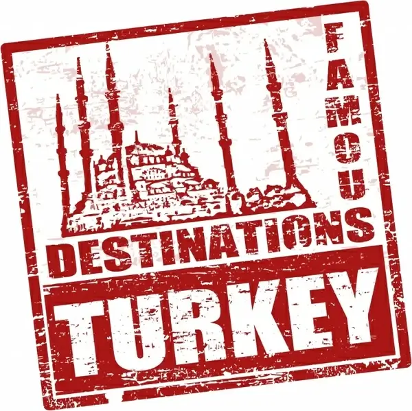 tourism seal template retro grunge turkey landmark sketch