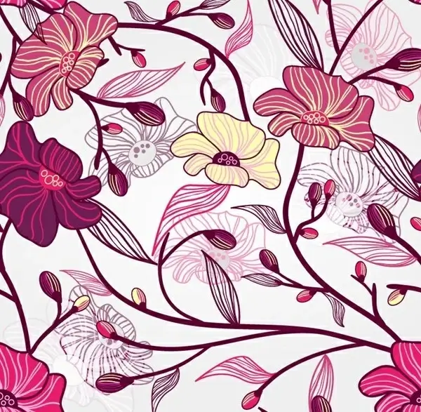 seameless flowers vector background 
