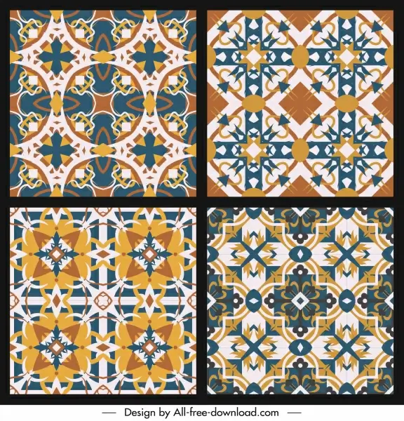 seamless pattern templates classical colorful symmetric repeating decor