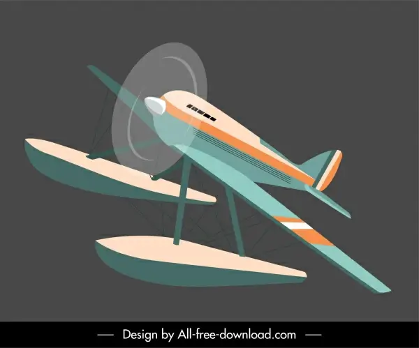 seaplane icon motion sketch classic design