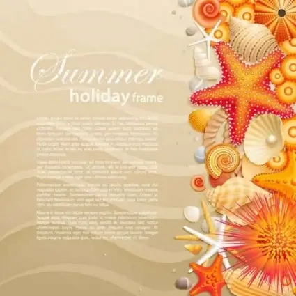 seashells starfish with summer backgrounds vector