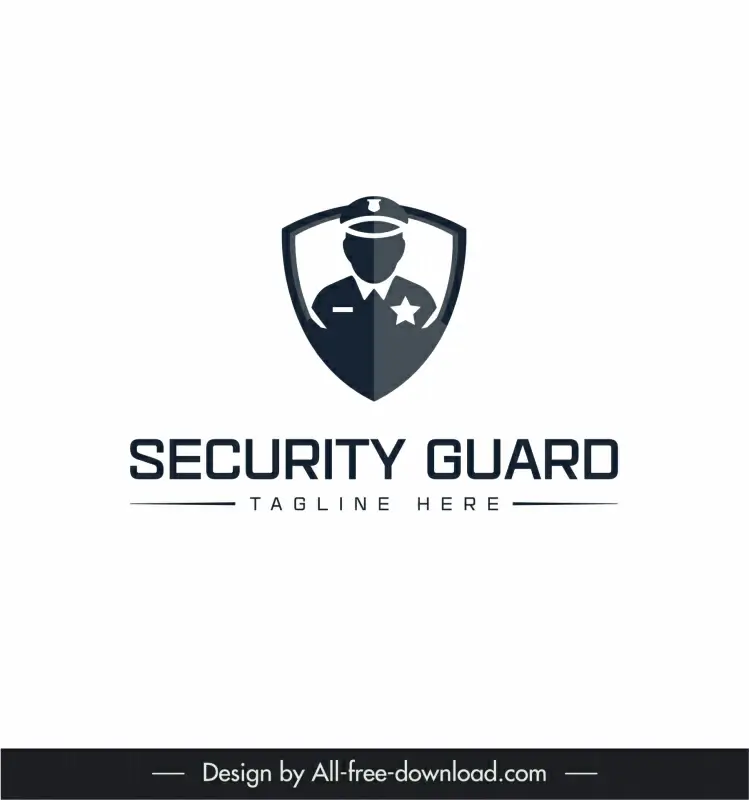 security guard logo template man uniform shield isolation sketch