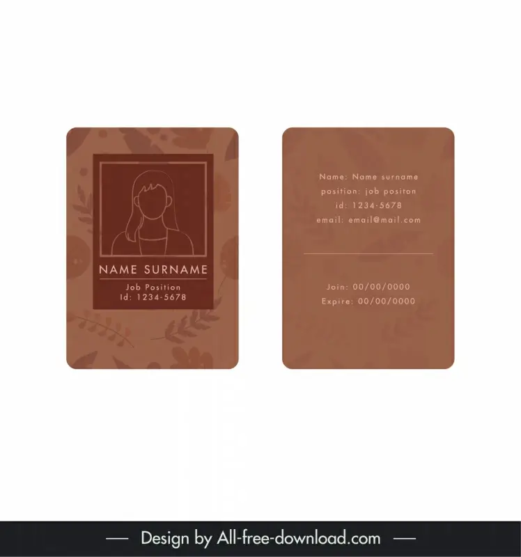 self introduction card template flat classical nature elements