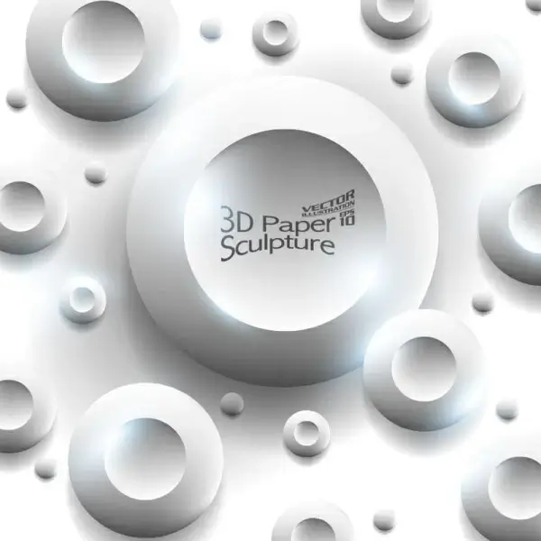 set of 3d paper sculpture background vector