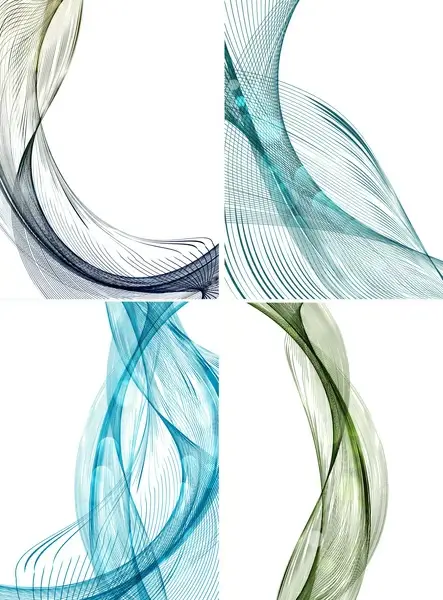 set of abstract colorful line wave white vector background illustration