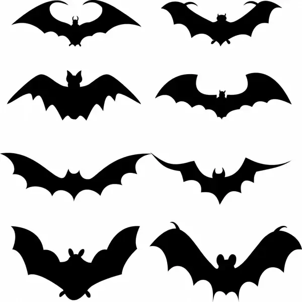 Set of bat silhouette
