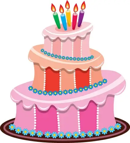 set of birthday cake vector