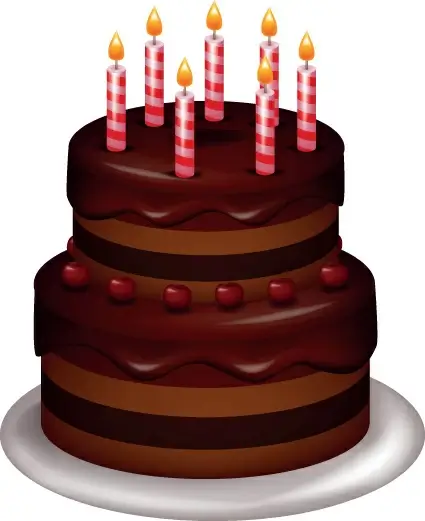 set of birthday cake vector