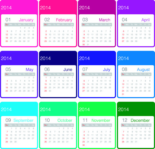 set of calendars14 creative design vector