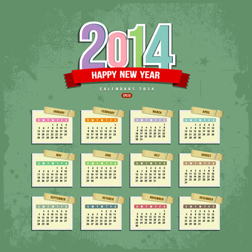 set of calendars14 creative design vector