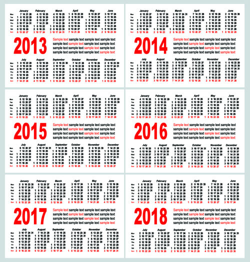 set of calendars14 creative design vector