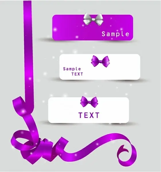 Set of card notes with beautiful gift bows and ribbons.