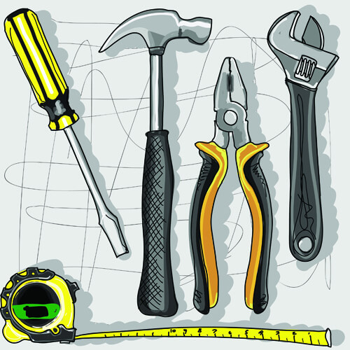 set of different repair tools vector graphics