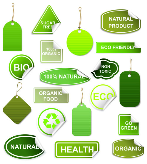 set of eco and bio elements vector labels