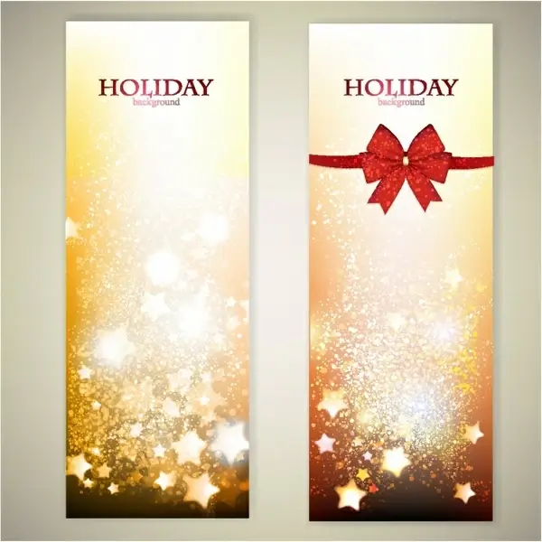 Set of Elegant Christmas banners with stars