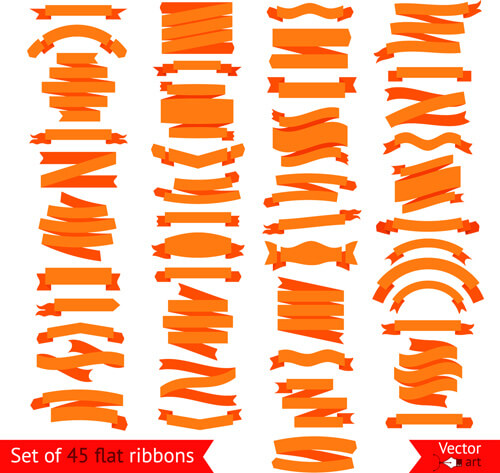 set of flat colored ribbons vector 