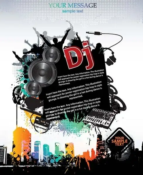 set of flyer music party design elements vector