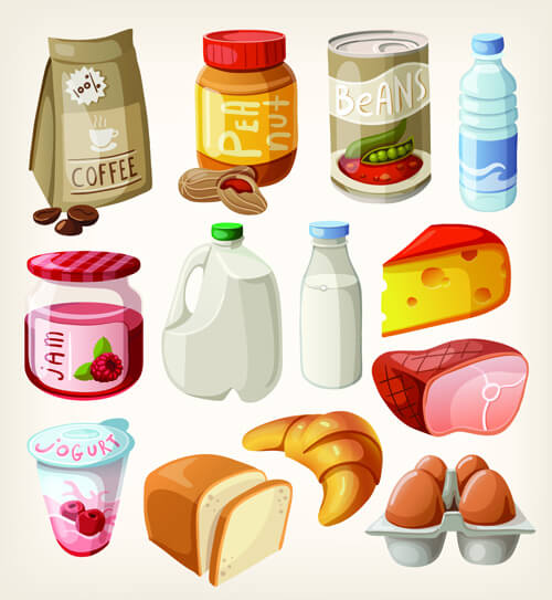 set of food icons vectors