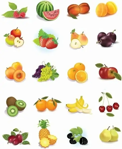 Set of Fruits Vector Graphics