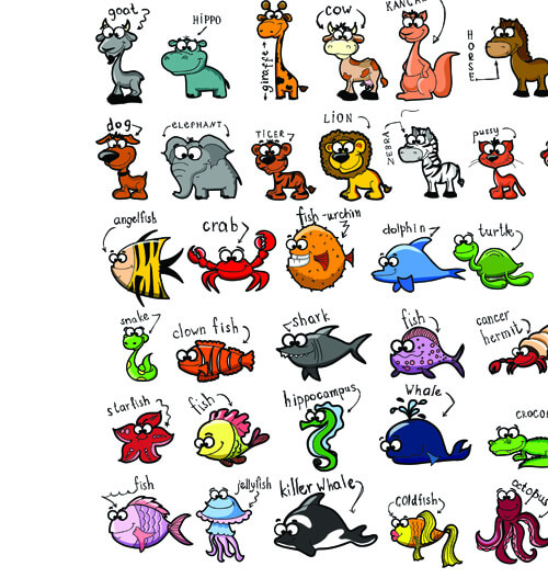 set of funny animals vector