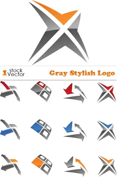 set of gray stylish logo vector