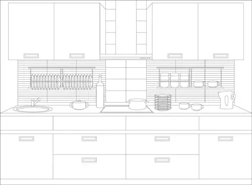 set of kitchen furniture design elements vector