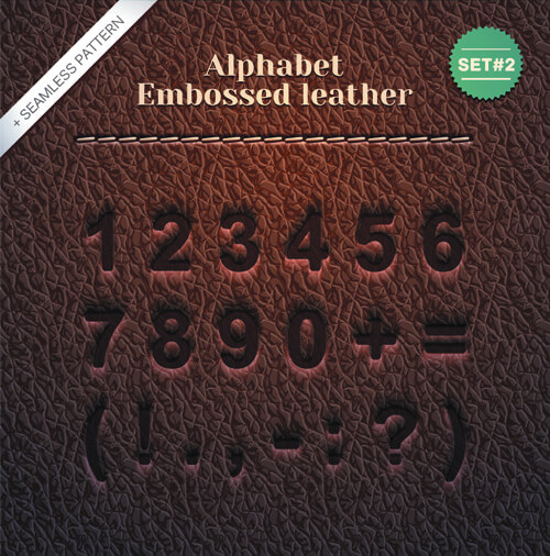 set of leather alphabet vector