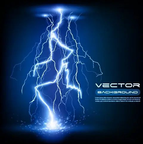 set of lightning flash elements background vector