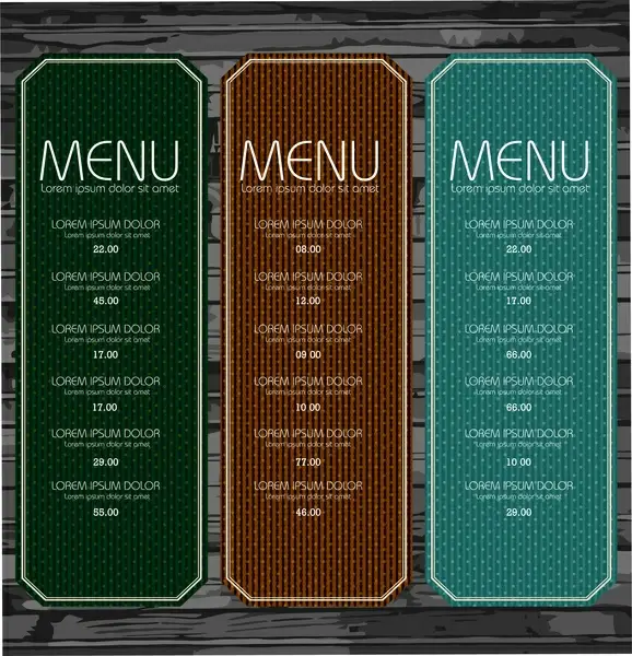 set of menu with spots pattern