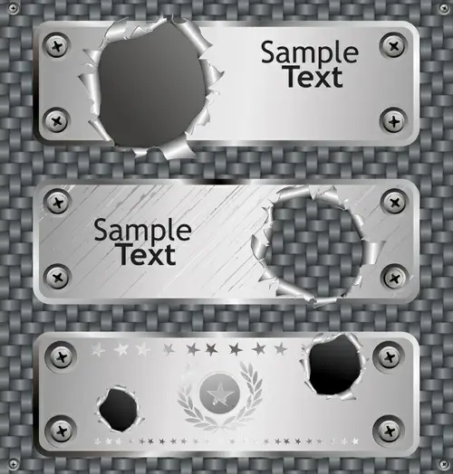 set of metal background with hole design vector
