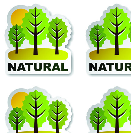 set of natural elements stickers vector graphic