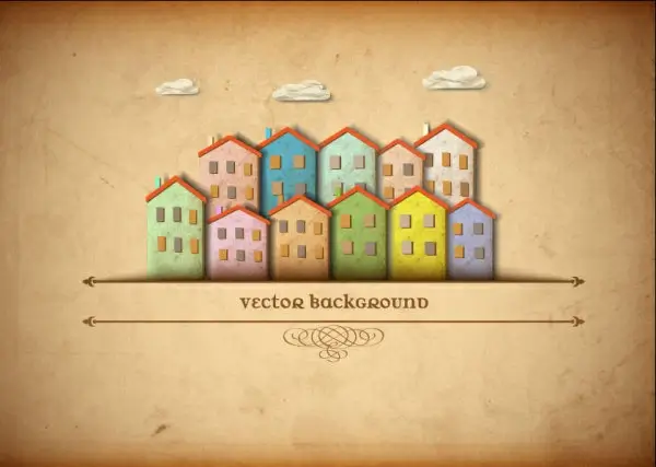 set of puzzle house vector background