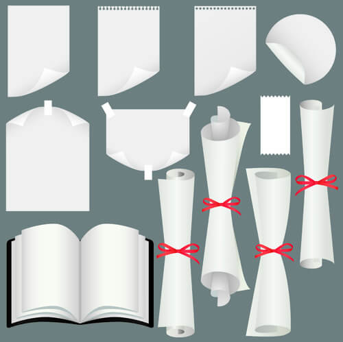 set of ribbons and scrolls design elements vector