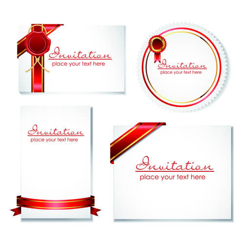 set of ribbons and scrolls design elements vector